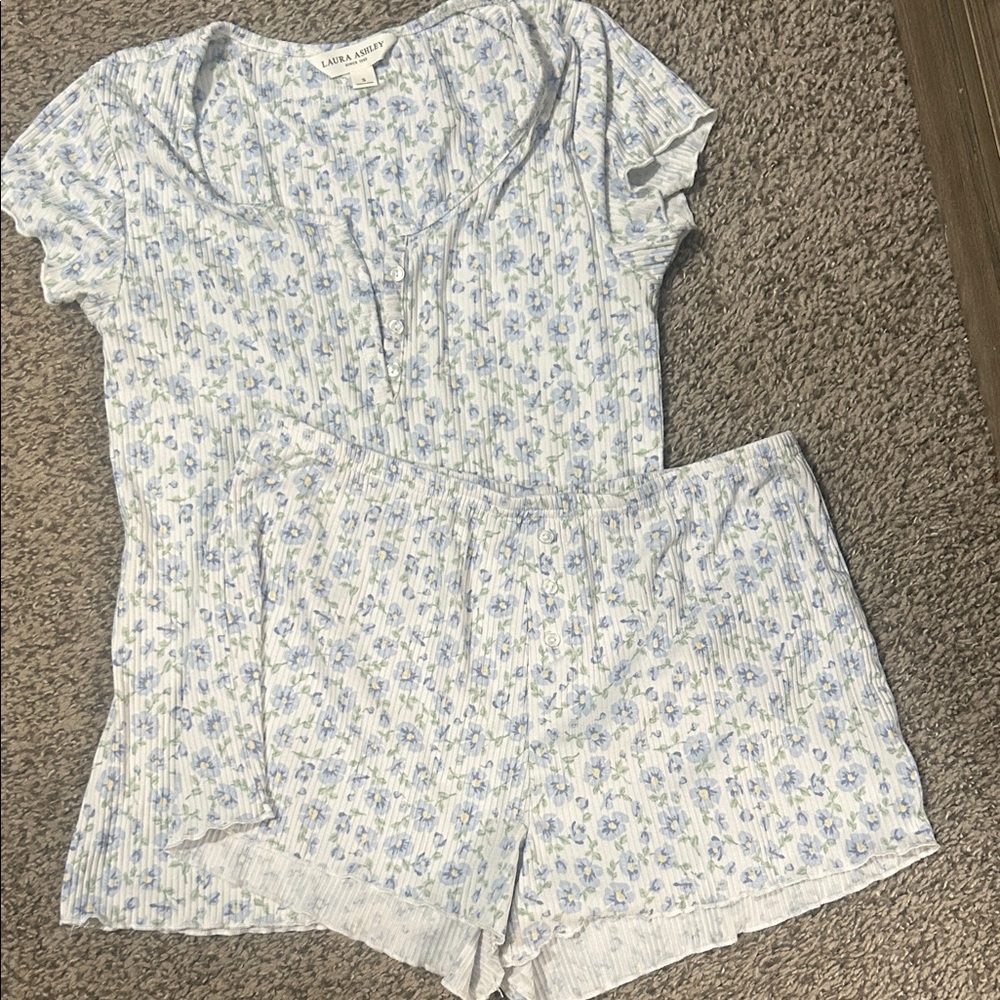 Laura Ashley Blue Floral Pajama Set
